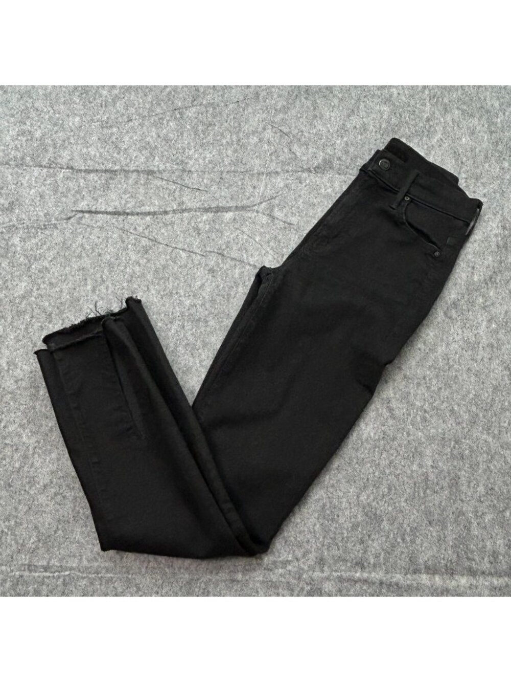 Mother Insider Slit Ankle Fray Flare Jeans Women's Size 24 Black Not Guilty Wash